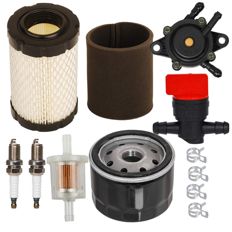 HIFROM Air Filter Pre Filter Oil Fuel Filter Line Fuel Pump Spark Plug Shut Off Valve Tune Up kit Compatible with John Deere L105 LA145 D160 Z235 Z255 Replacement for MIU14395 AM125424 MIU13963 - Image 1
